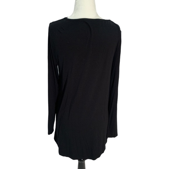 𝅺ISAAC Mizrahi🖤Black Long Sleeve Top Crossover Front Size S - Picture 5 of 9
